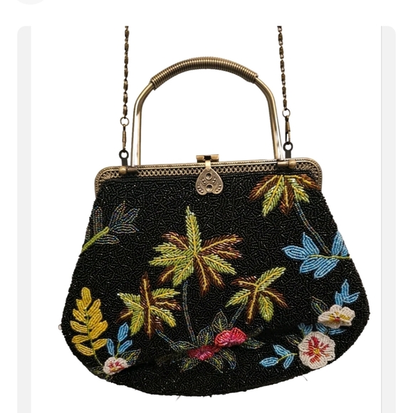 Vintage Beaded Palm Tree Purse - Picture 1 of 2
